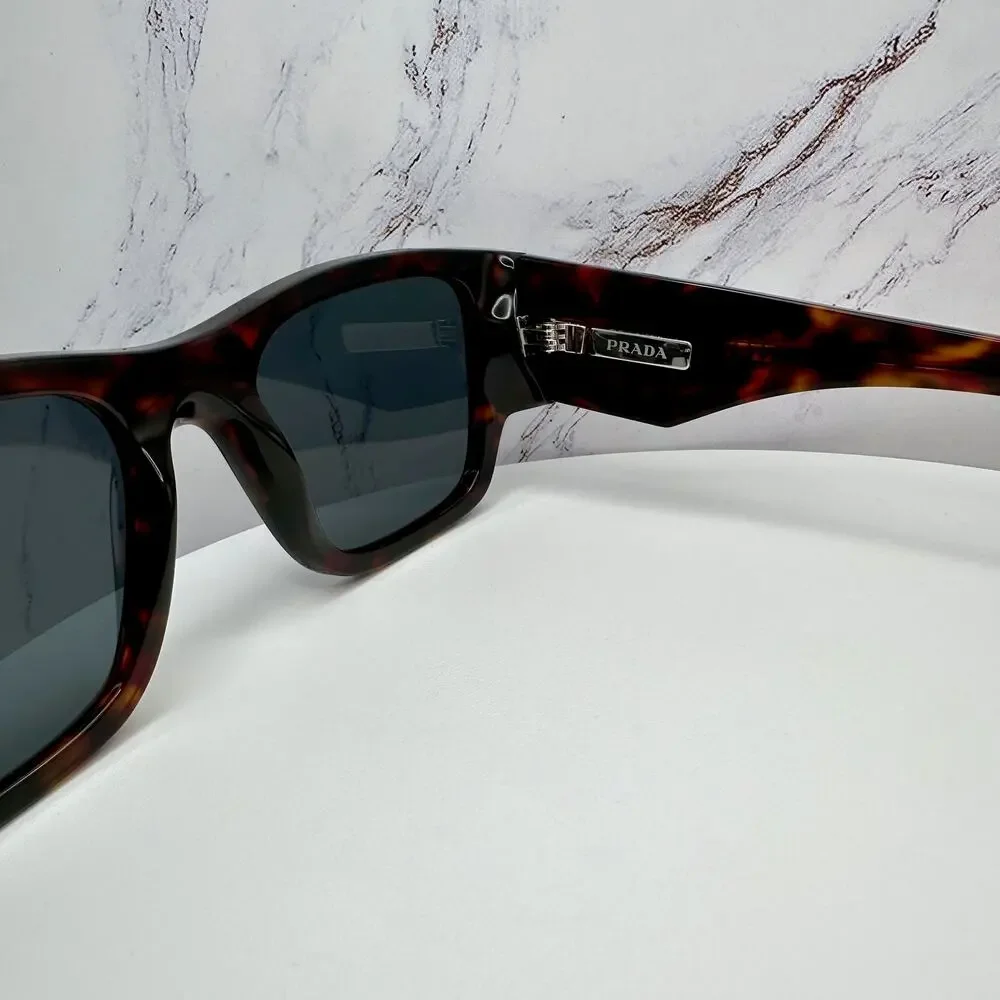 New PRADA Sunglasses Brown Root Tortoise Square Men's Plaque Logo - Picture 16 of 16